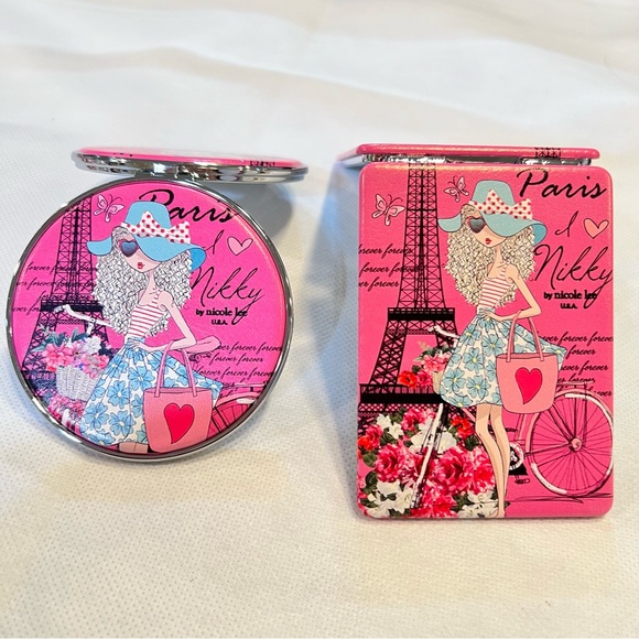 SET of 2-Compact Purse Mirrors-Nikky Visits PARIS Print-Nikky by Nicole Lee-NWT - Picture 2 of 4